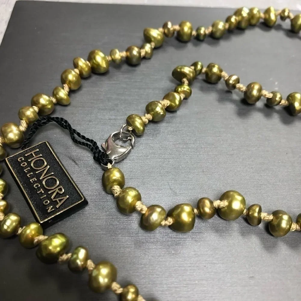 Honora Green Fresh Water Pearl Necklace  925 Ster